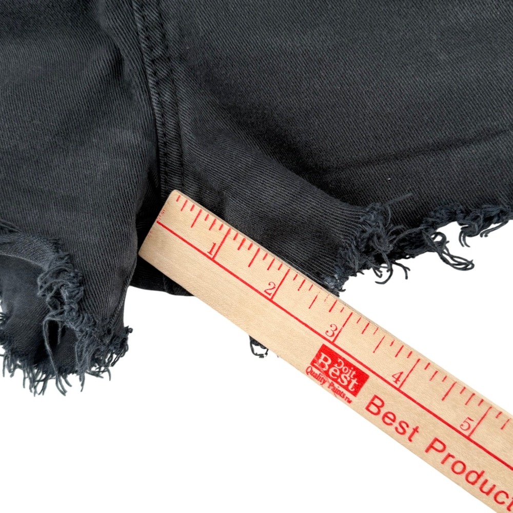 Victoria's Secret PINK Black Denim Shorts Womens 29 High Rise Frayed Hem Cut Off - Picture 4 of 8